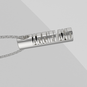Aggieland vertical cutout pendant shown in a polished sterling silver finish.